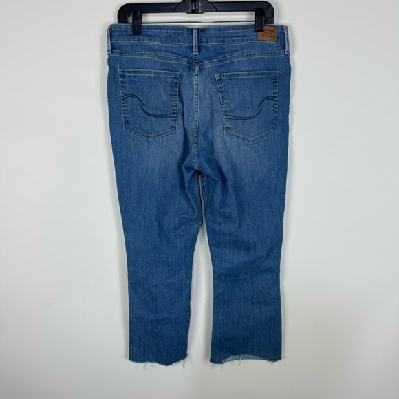 Levi's Mid Rise Boot Cut Medium Wash denim jeans fray raw hem - Picture 2 of 5